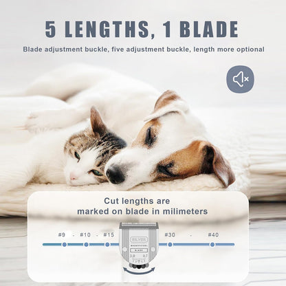 Close up view of the adjustable dial on dog grooming blades