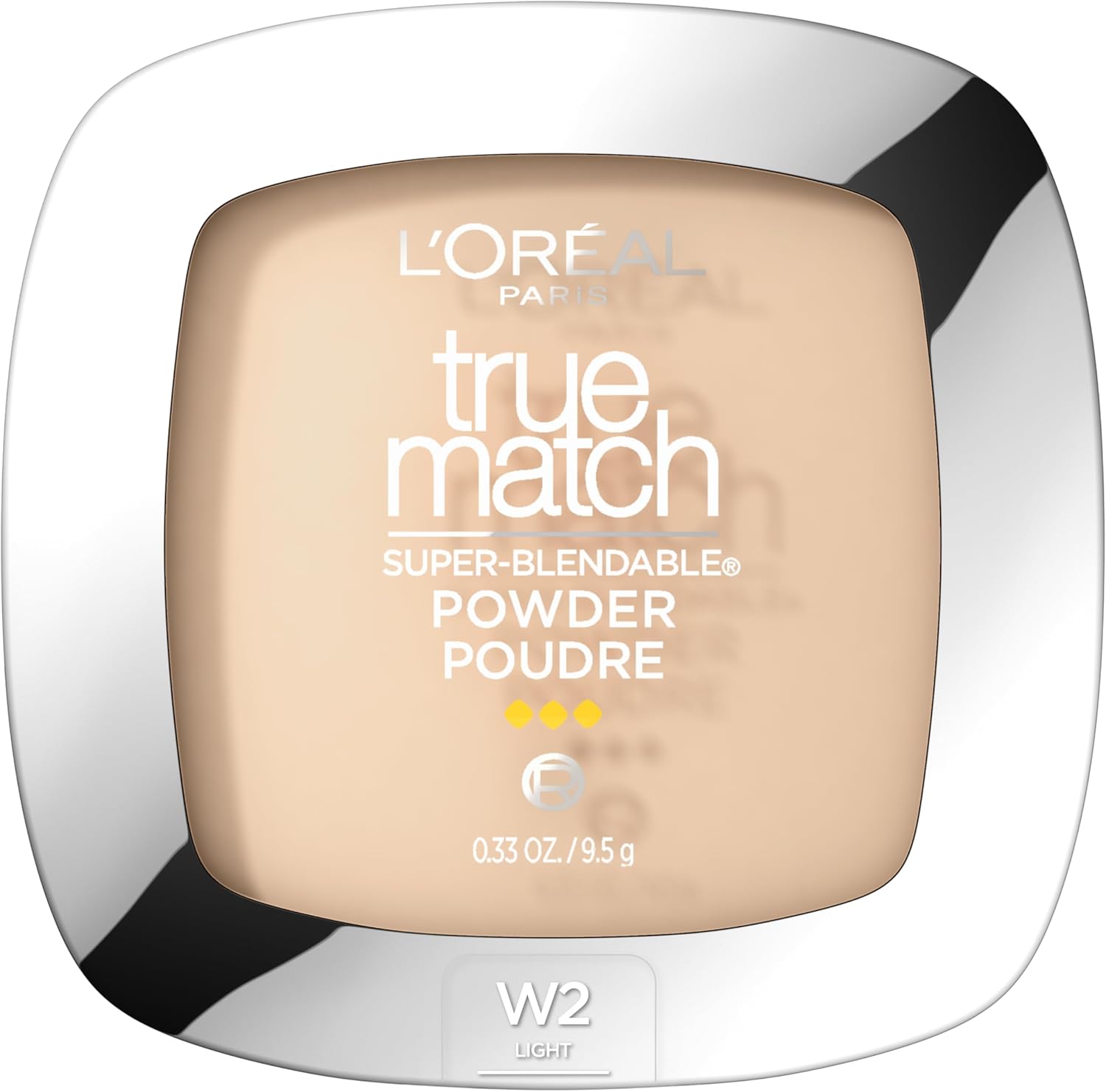 L'Oreal Paris True Match Super Blendable Powder Foundation Warm W2 Light front view compact makeup