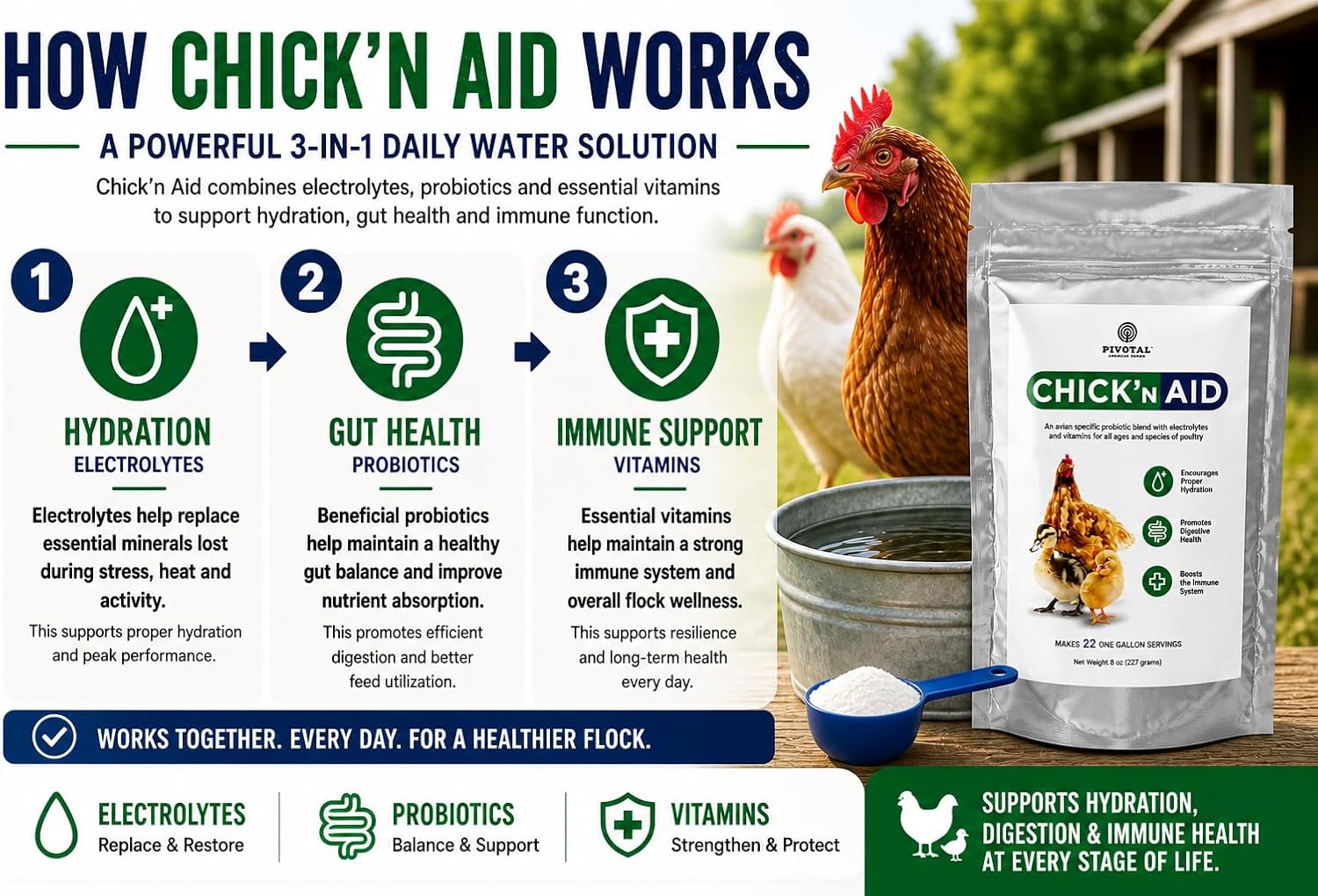 Chick'n Aid microencapsulated probiotic blend formula details close up look