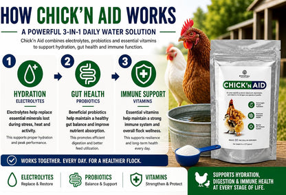 Chick'n Aid microencapsulated probiotic blend formula details close up look