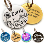 Personalized Dog Tags and Cat Tags, Stainless Steel Pet ID Tags, Collar Charm Engraved on Both Sides, up to 4 Lines of Custom Text, Various Patterns and Colors Options (Butterfly) - Image 15