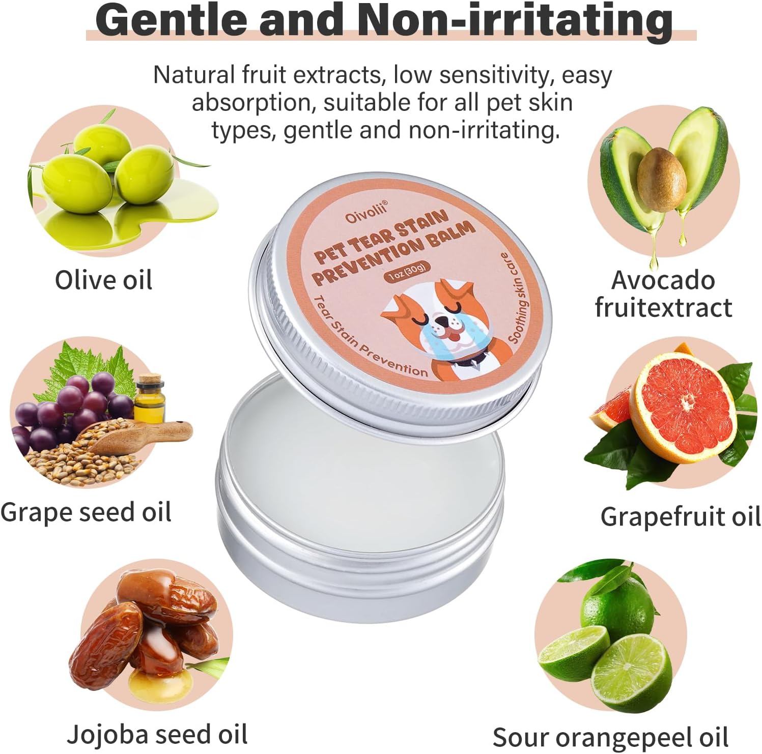 Oivolii tear stain prevention balm for white dogs and sensitive skin