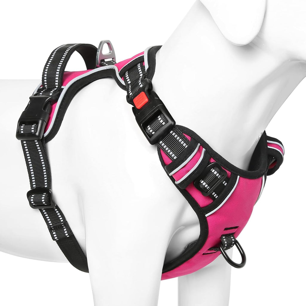 Timos No Pull Dog Harness,NO Need Go Over Dogs Head 3 Snap Buckles Reflective Oxford No Choke Harness with Front & Back 2 Metal Leash Clips Soft Padded for Small Medium Large Dogs Pink S - Image 13