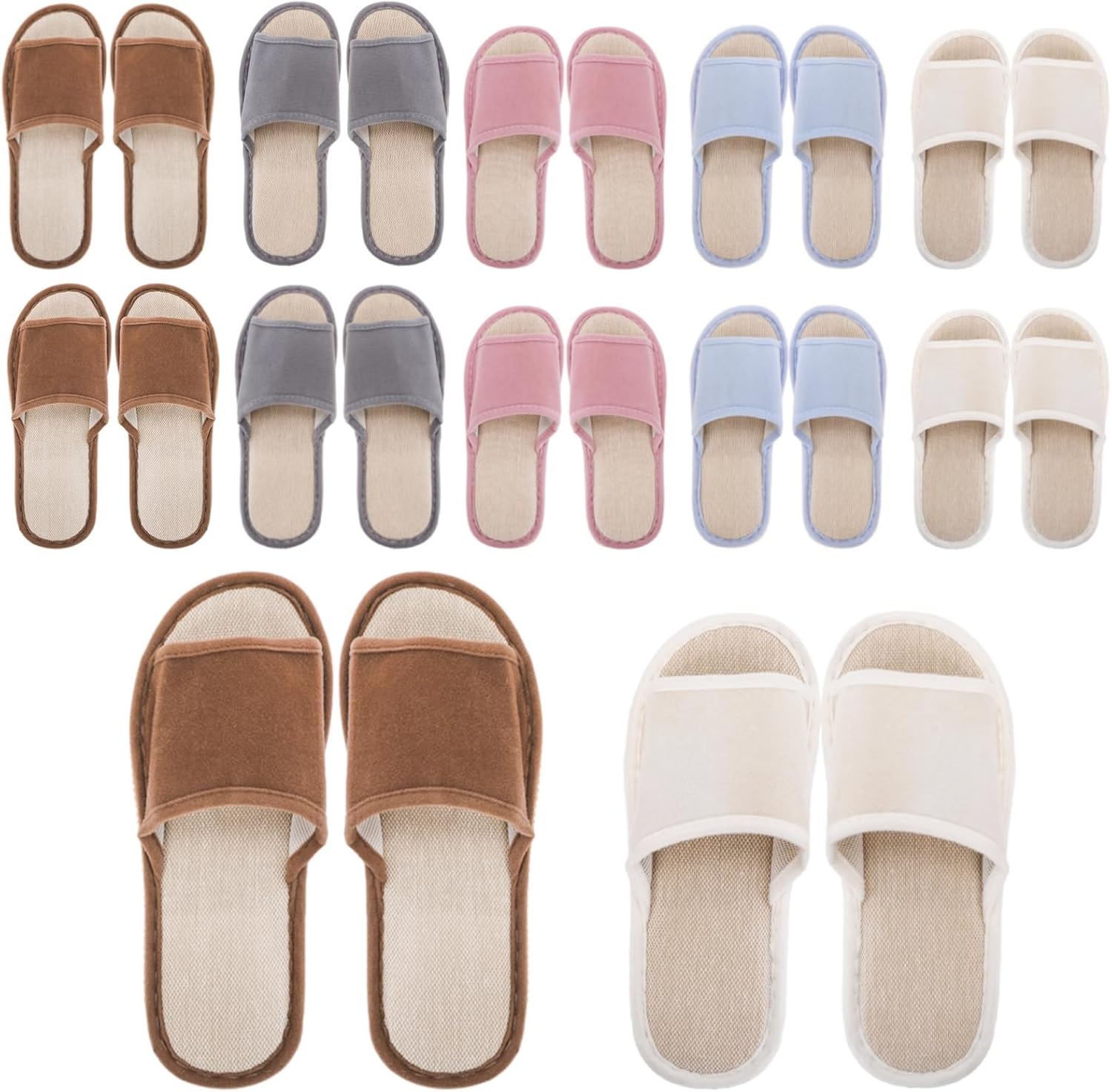 Eorbow 10 Pack Washable House Slippers front view