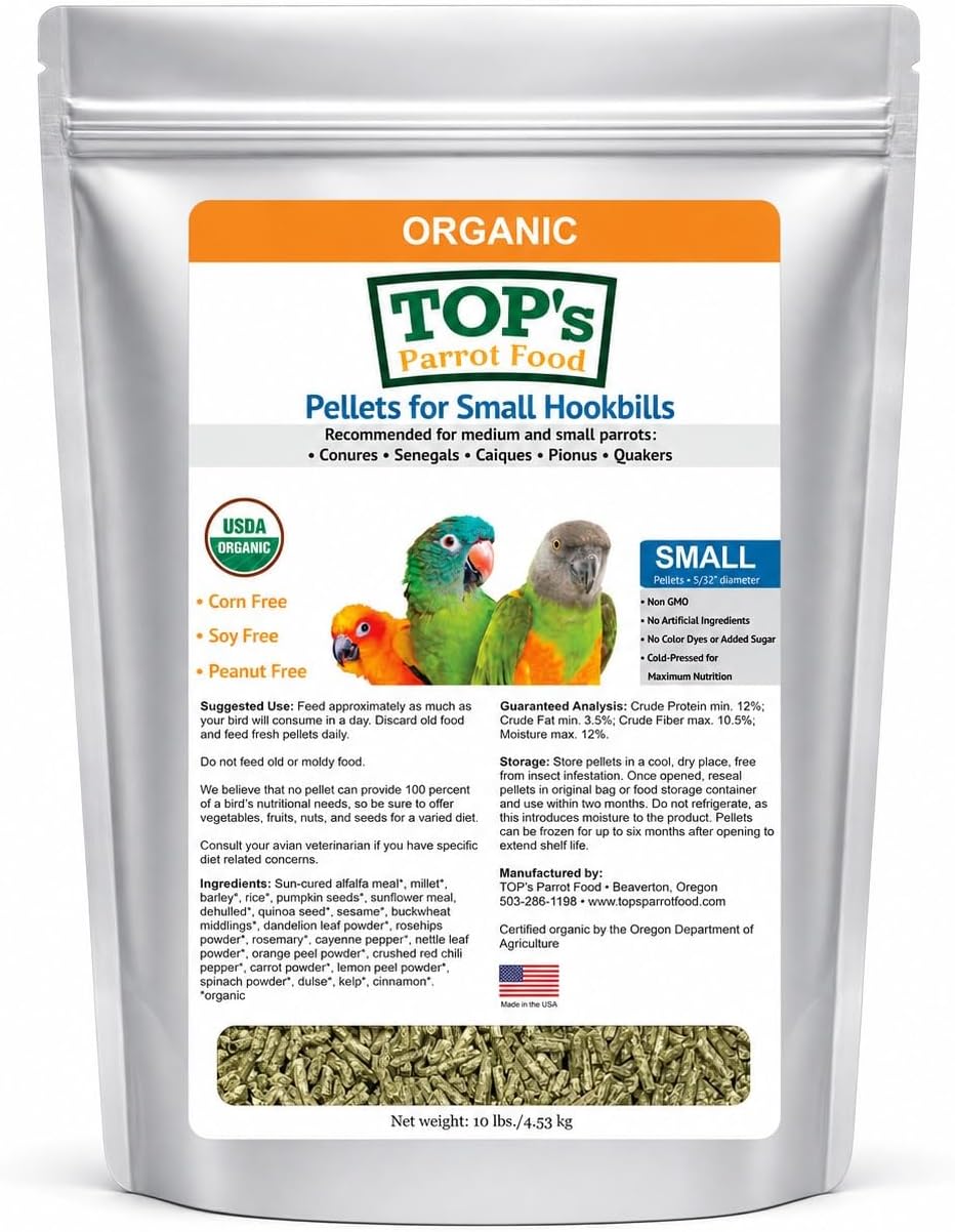 TOP's Parrot Pellets 4 lb, USDA Organic Certified, Non-GMO Bird Food for Hookbills - Image 13