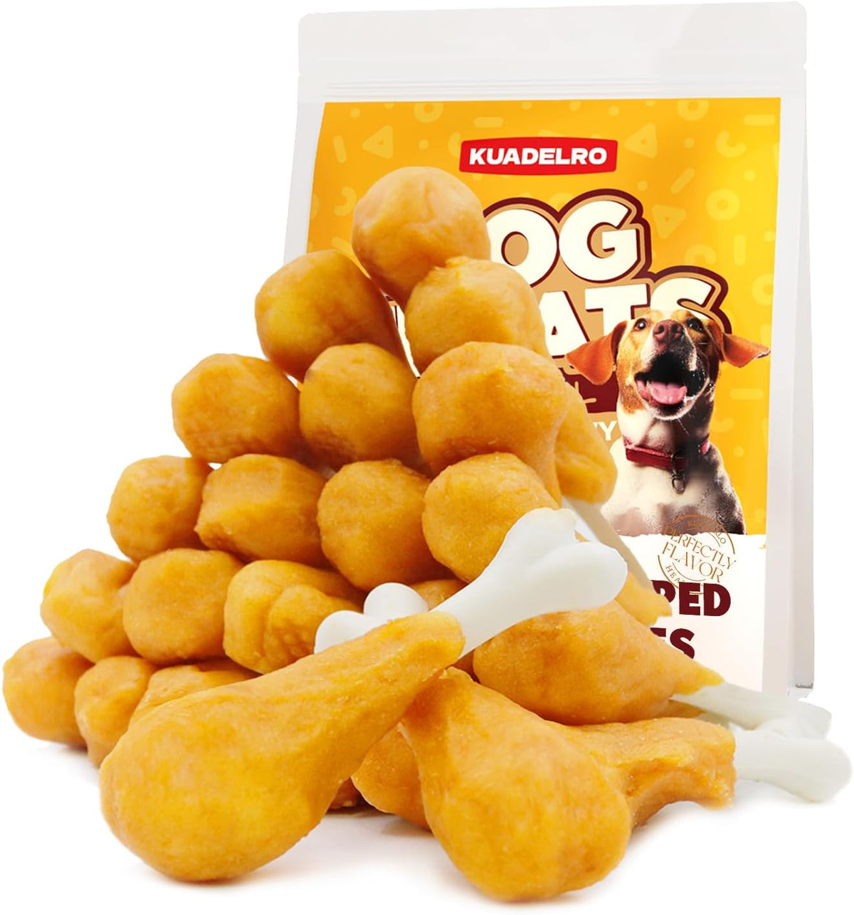 KUADELRO chicken wrapped calcium bones dog treats front view packaging