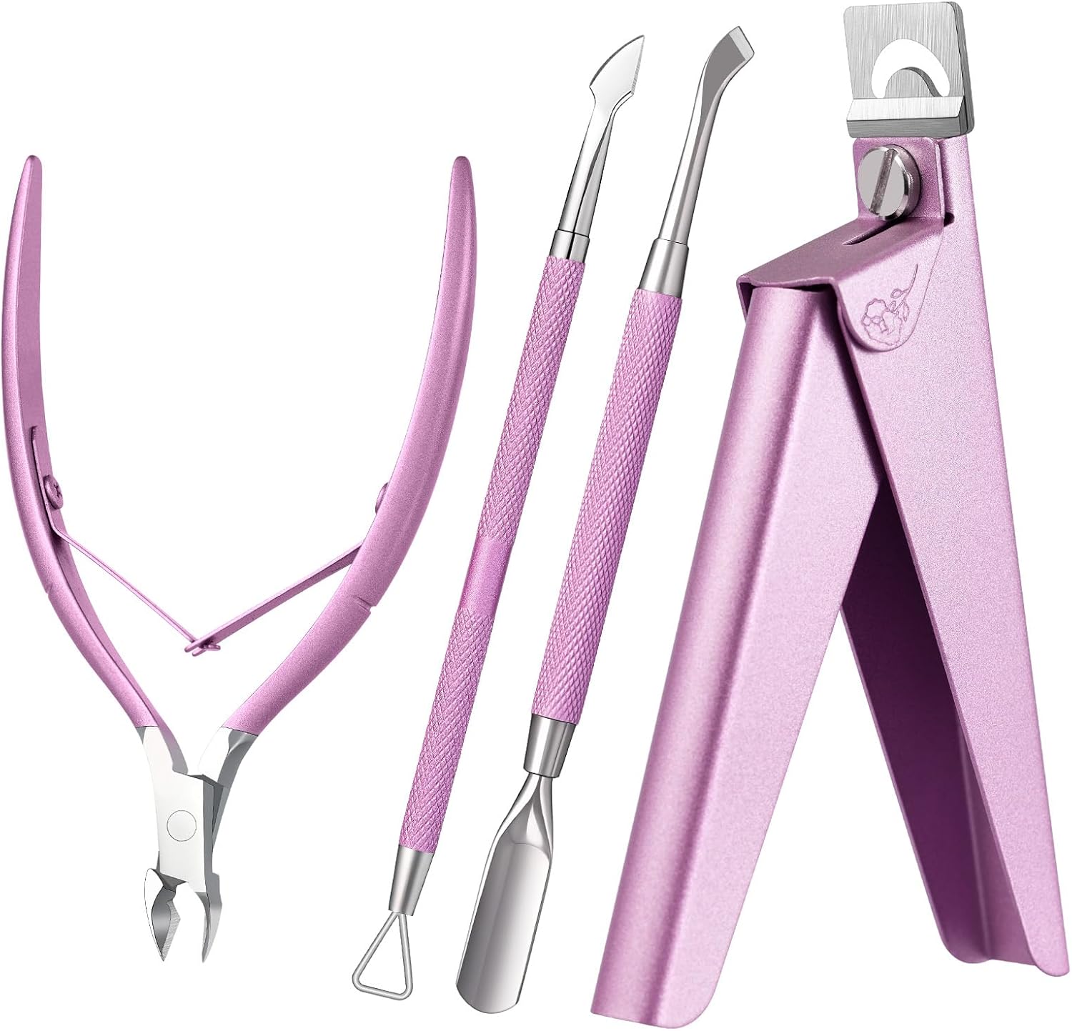 MelodySusie 4 in 1 cuticle trimmer set front view stainless steel