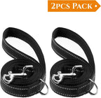 Close up of the dual reflective stitching on the black nylon walking training leash.