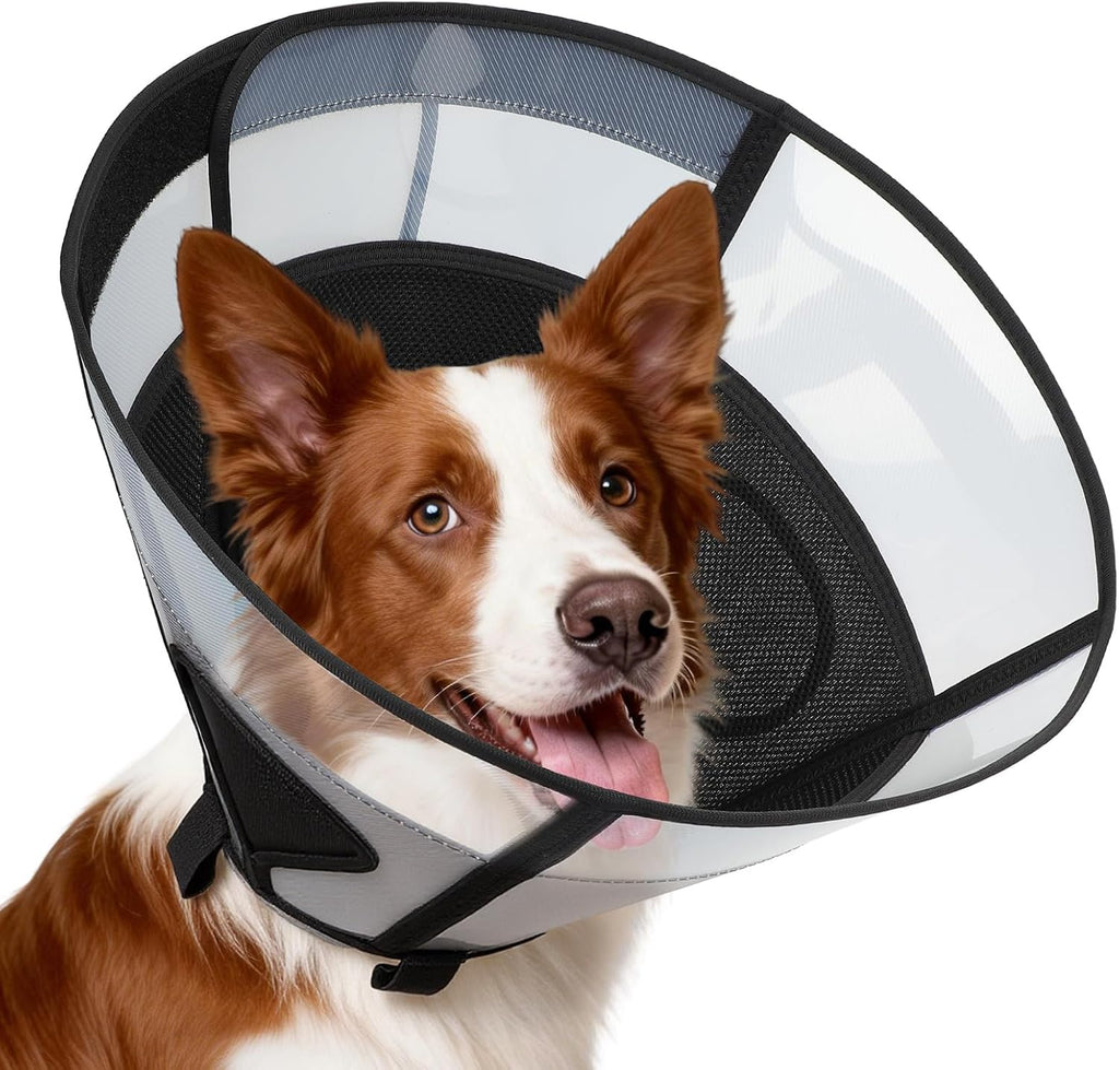 Soft Dog Cone Collar for Large Dogs, Mesh Windows Transparent E Collar for Dog, Anti-Bite Lick Wound Healing After Surgery Neuter Safety Practical Comfy Plastic Cone (Black, L) - Image 9