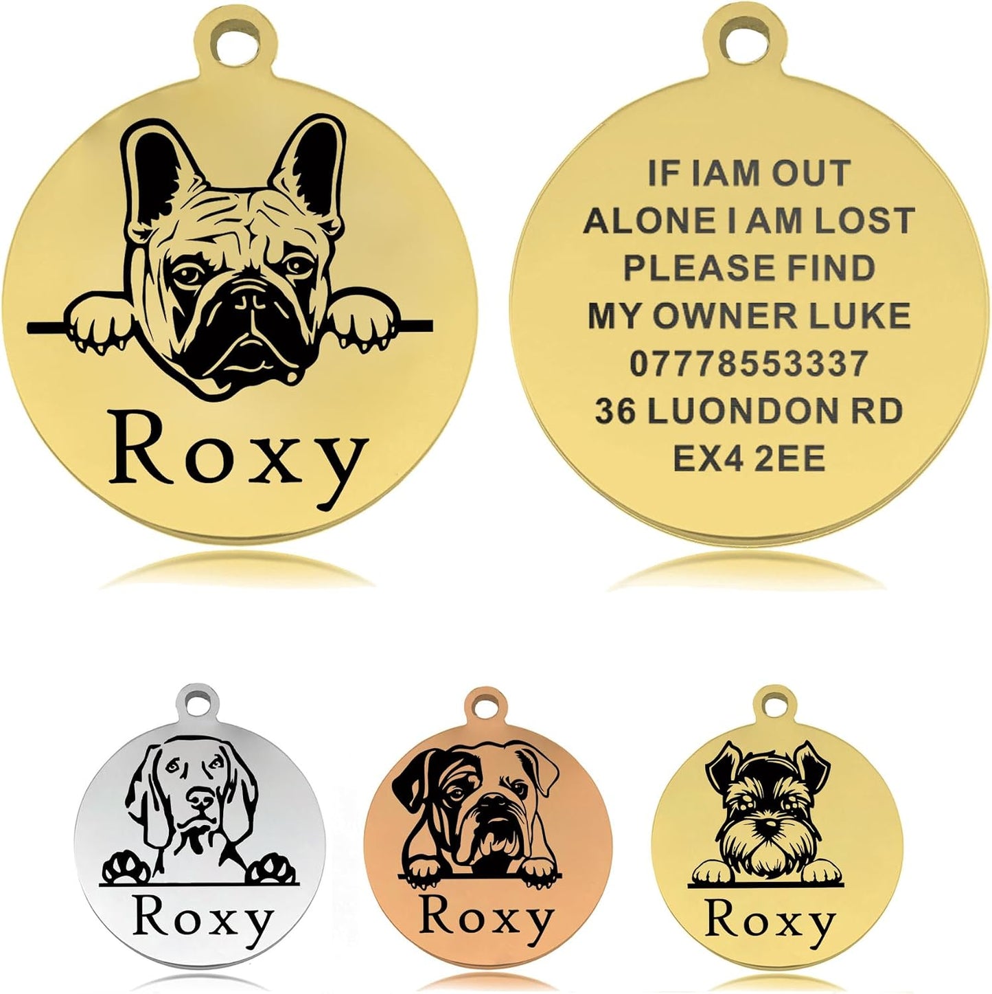 Dog Tags Personalized for Pets Dog Name Tags Personalized Custom Dog Tag Stainless Steel Dog ID Tags for Puppy Dogs (Silver L, Round) - Image 9