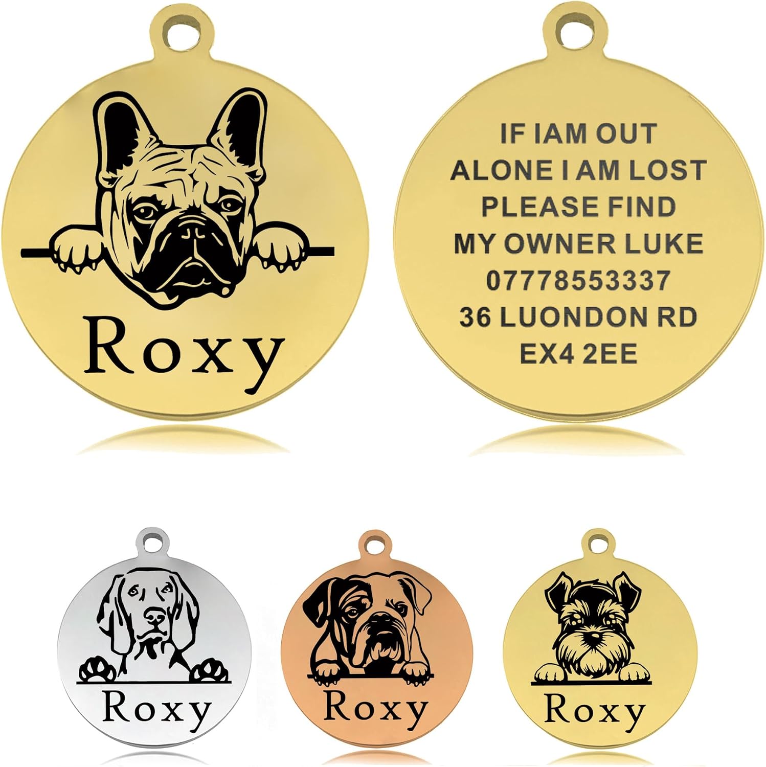 Dog Tags Personalized for Pets Dog Name Tags Personalized Custom Dog Tag Stainless Steel Dog ID Tags for Puppy Dogs (Silver L, Round) - Image 9