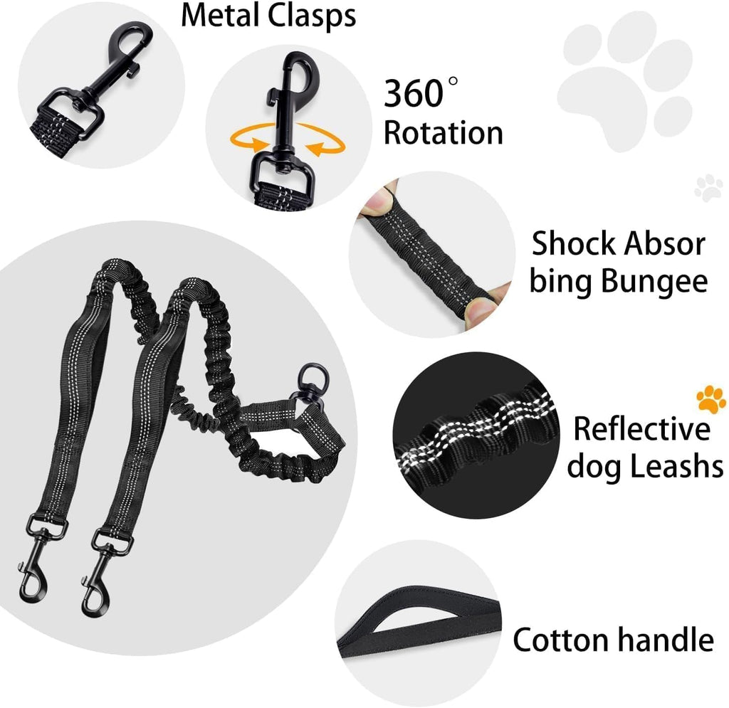 Close up view of the reflective safety lines on double pet lead