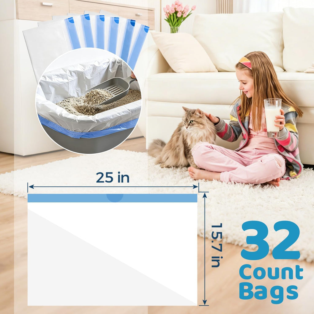 Heavy duty white plastic cat litter box liner bag details