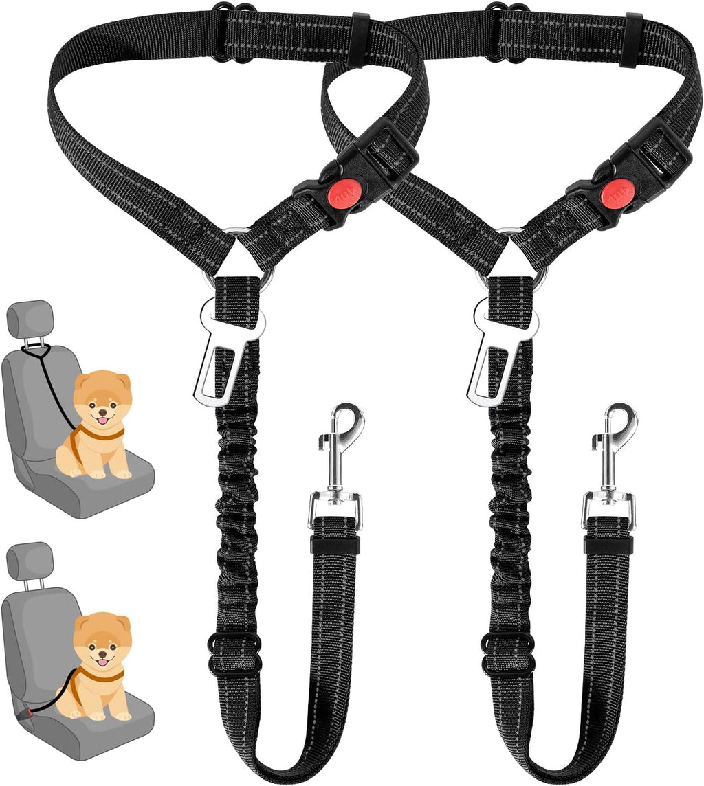 Lukovee Dog Car Seat Belt, 2 Pack Headrest Restraint Seatbelt, Adjustable Pet Safety Leads with Reflective Elastic Bungee for Dog Harness Collar Travel Daily Use (Fluorescent Pink,Headrest) - Image 15