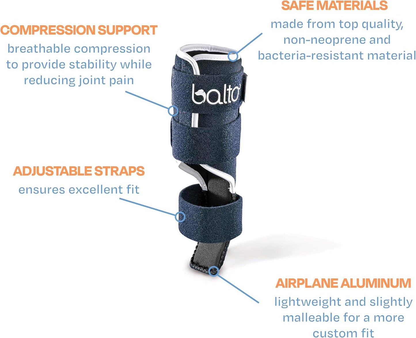 Blue feline orthopedic leg brace with adjustable straps