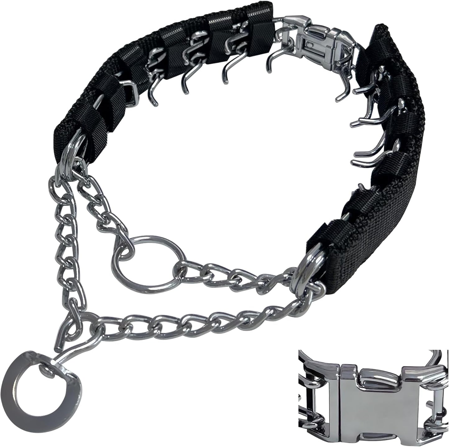 HAESINPA adjustable prong dog training collar front view