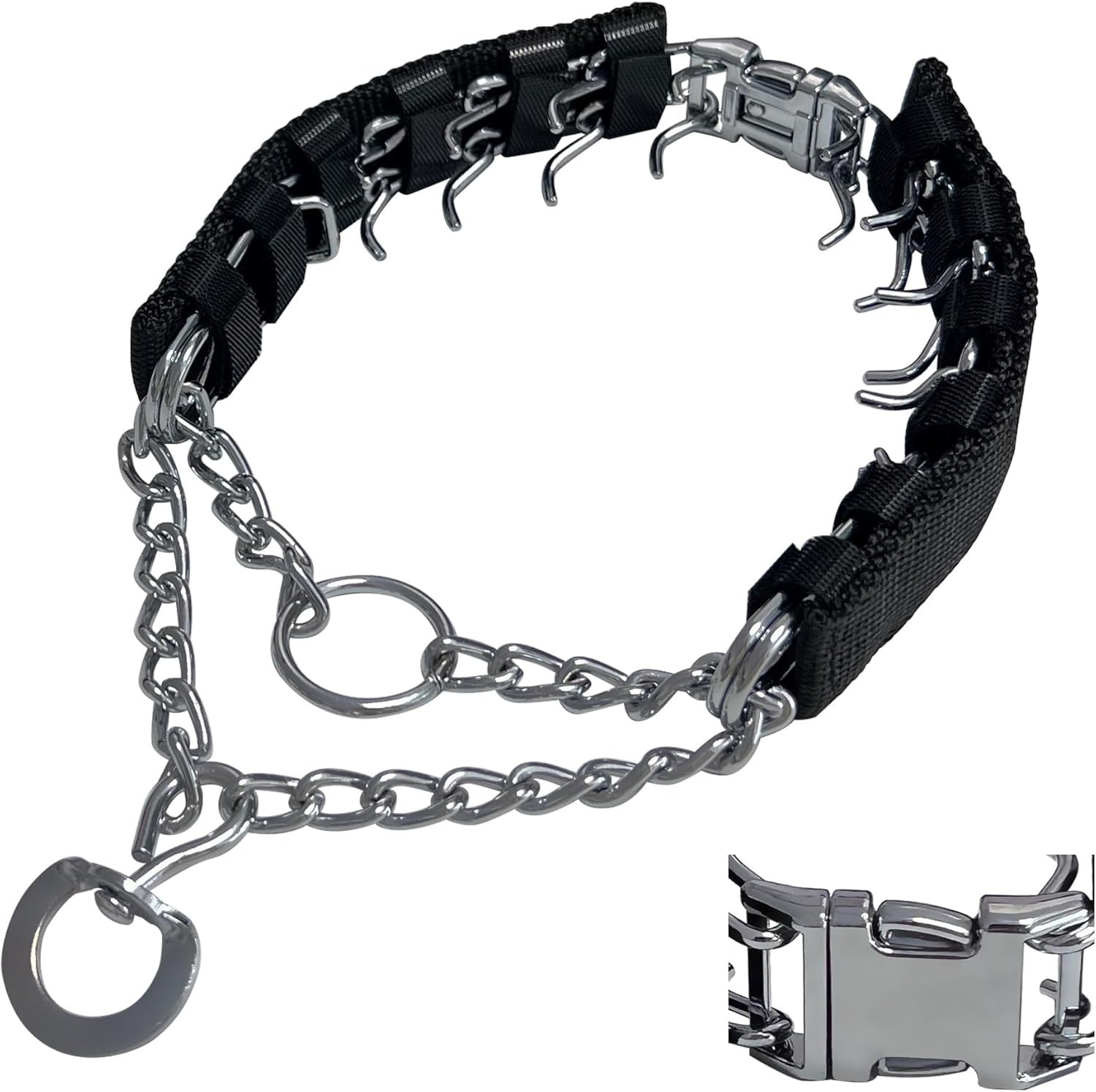 HAESINPA adjustable prong dog training collar front view