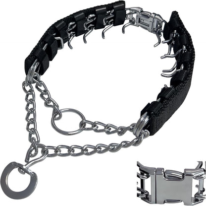 HAESINPA adjustable prong dog training collar front view