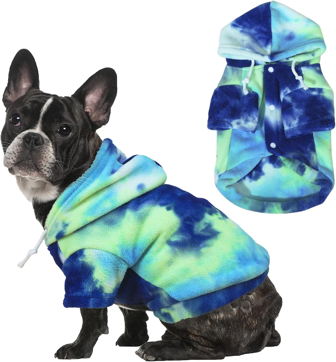 Mklhgty Tie Dye Dog Hoodie, Winter Coat for Small Dogs - Ultra-Soft Adjustable Warm Hood, Breathable Comfort Fabric for Daily Use - Image 9