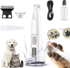 Notdusk CalmClippers for cats pet paw fur trimmer front view showing white ergonomic handle and ceramic blade.