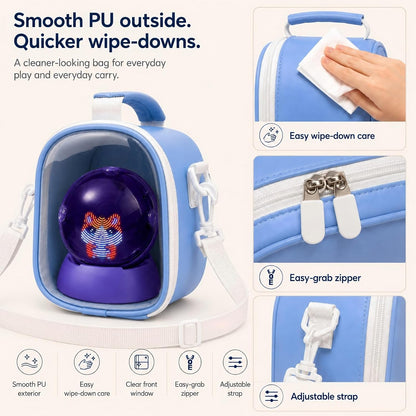 Electronic Pet Carrying Case Compatible with BITZEE Hamster Ball, High-Density EPE Foam, Microfiber PU, Detachable Shoulder StrapBlue - Image 4