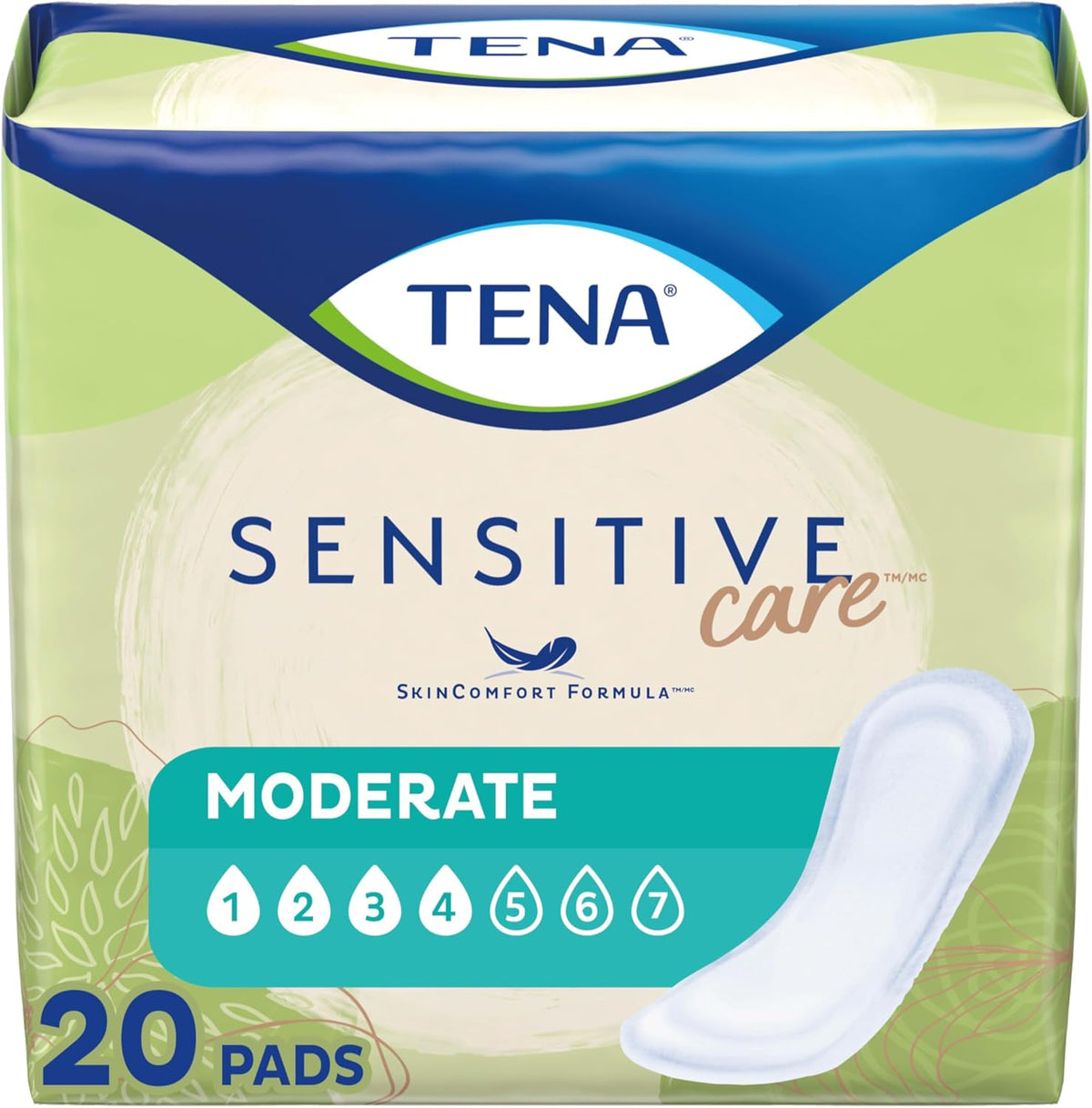 TENA Sensitive Care Moderate Bladder Control Pads front view packaging