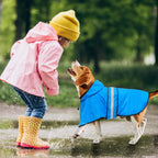 Dolitego hooded dog rain jacket adjustable velcro straps close up