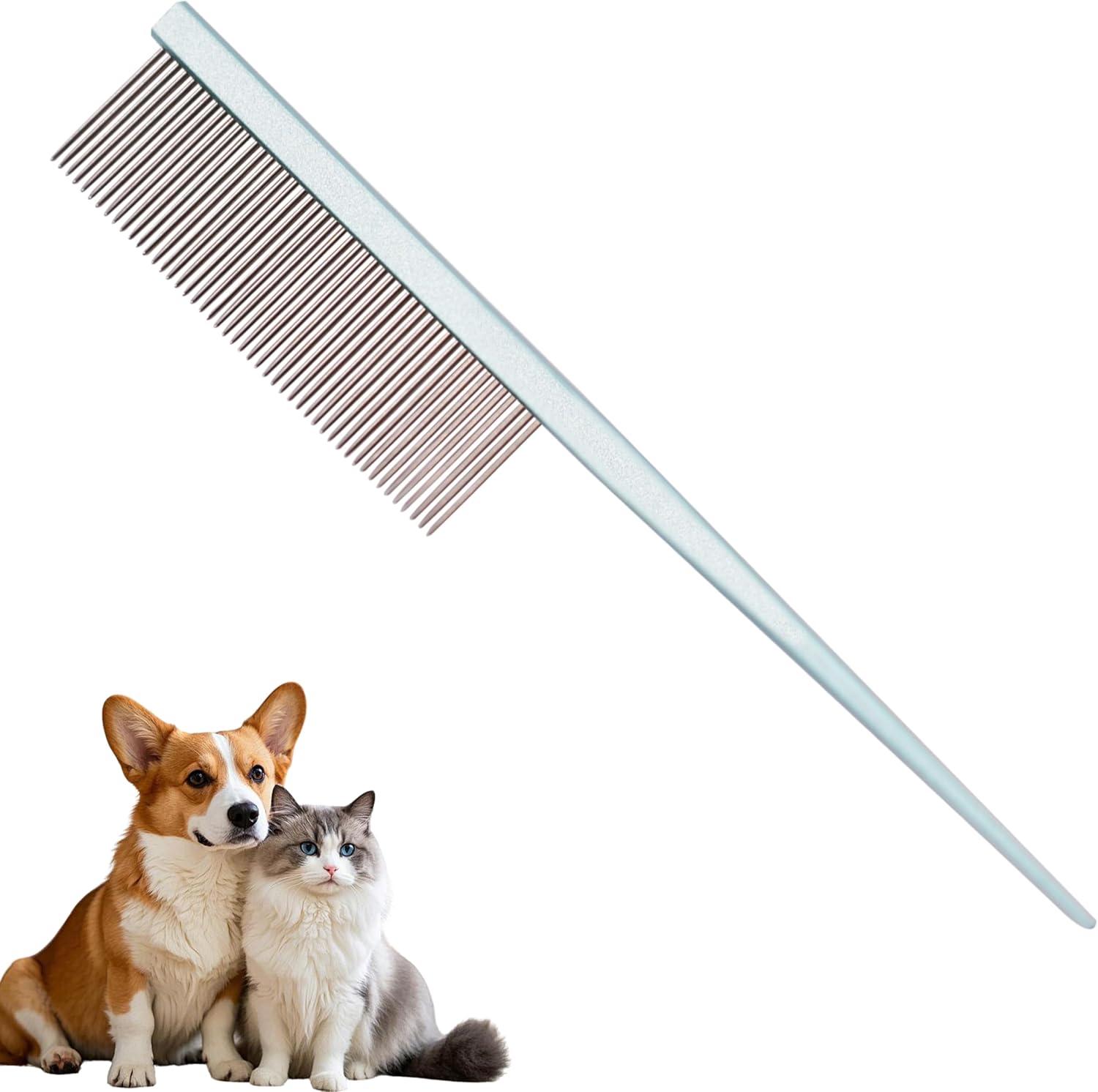 Grooming Pet Comb Rat Tail Dematting Cat and Dog CombRounded Ends Design for Safe Tangle Removal, Hairstyling, MassageLoose Hair RemovalPrevent IrritationFluffing Paws,Face,Tail,Remove Tear Stain - Image 12