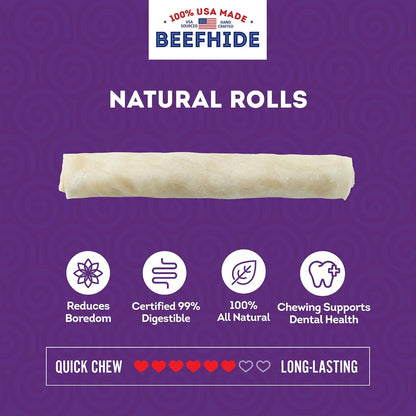 SUMMMA pet treats package containing ten natural flavor beefhide rolls