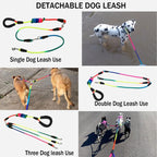 Heavy Duty 3 Dog Leash for Large Dogs No Tangle Detachable 360 degrees Swivel Device with Padded Handle for Two/Three Pets - Image 9