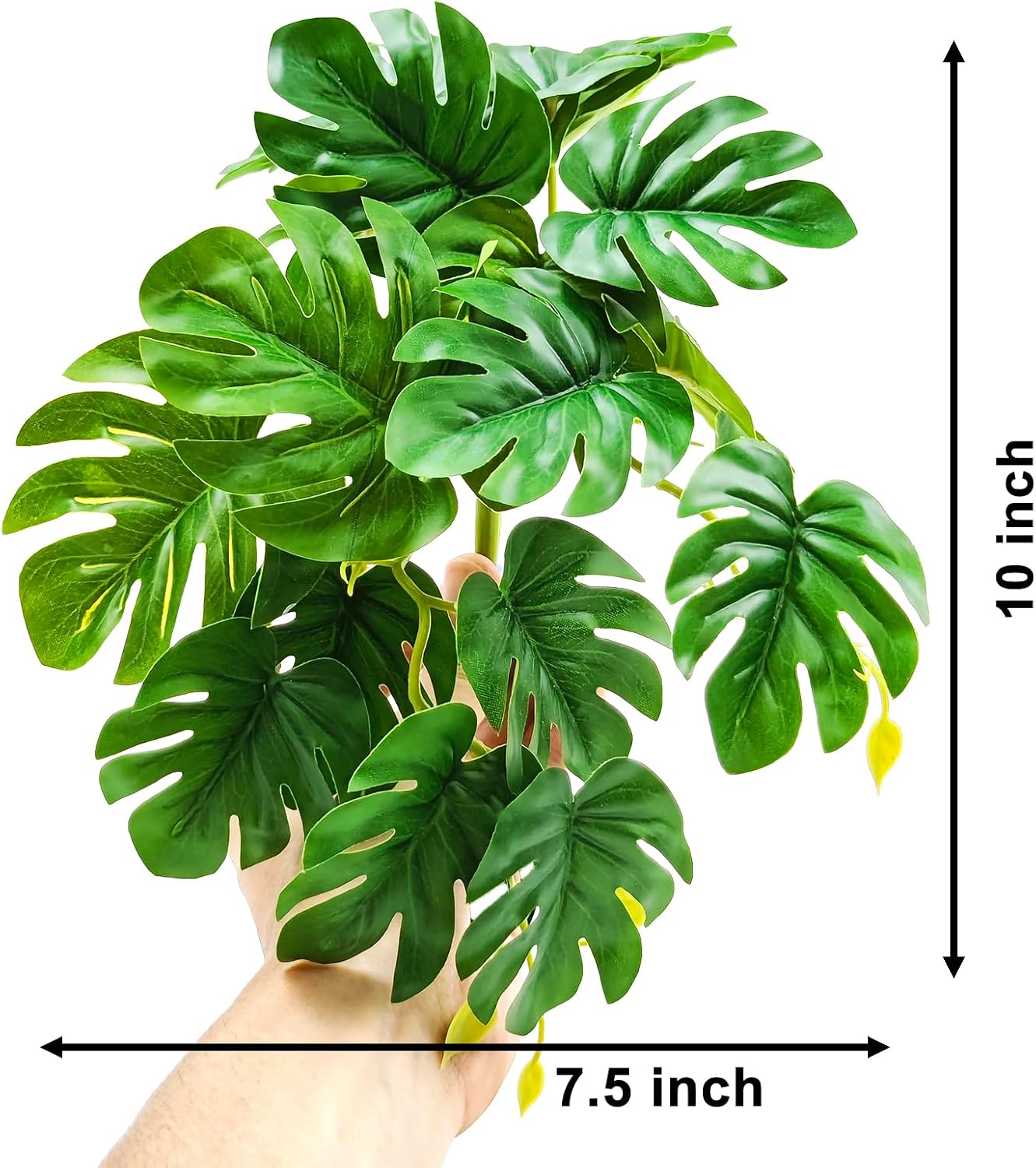 Close up of Woyrise fake Monstera leaves for terrariums