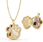 Generic pet paw print locket necklace front view in gold white finish