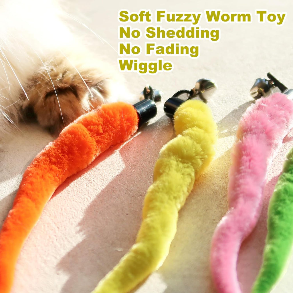 Assorted multi-colored wiggle worm refills laid out to show vibrant color variations.
