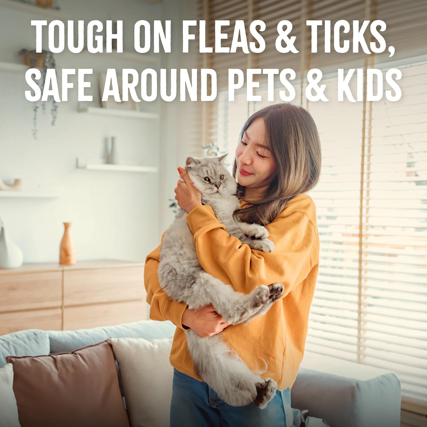 TropiClean essential oil blend flea and tick home and cat repellent highlighting the USA made quality.