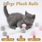 Abeillo soft kitty rolling balls showcasing the light grey and white textured feline play accessories.