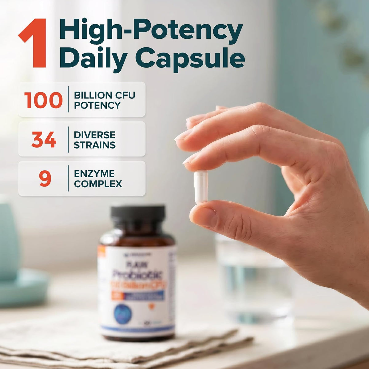 Wholesome Wellness Organic Raw Probiotics sealed safety cap view