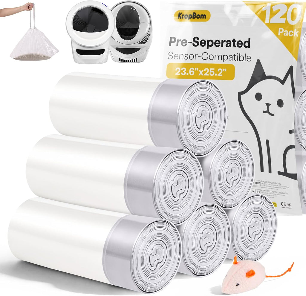 180 Pack Cat Litter Box Robot 5/4/3 Waste Bags,Transparent, Self Cleaning Litter Box Liners Bags for Most Automatic Cat Litter BoxesPre-Separated, Heavy Duty, 9-11 Gallon Capacity - Image 11