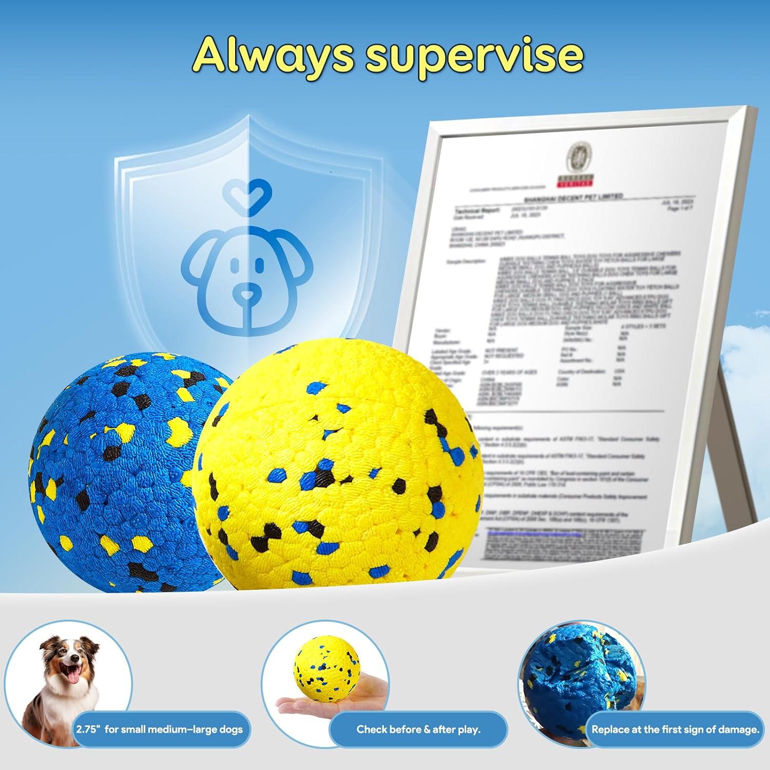 Kimee Dog Balls Tennis Ball Toys Dog Toys for Aggressive Chewers Durable Teething Chew Toys Water Toy Fetch Ball for Large Medium Small Dog and Puppies (4 Balls) - Image 9