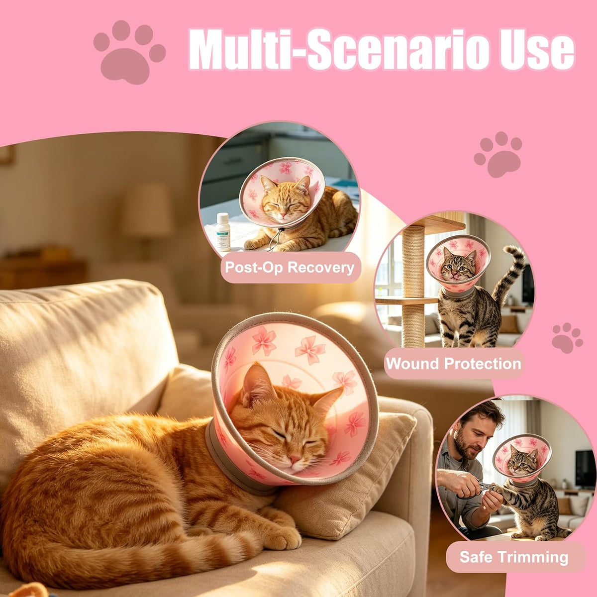 Foldable cat cone collar showing water resistant material texture