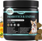 POPPAW Probiotics for Dogs jar front view showcasing 90 count beef flavor digestive supplement.