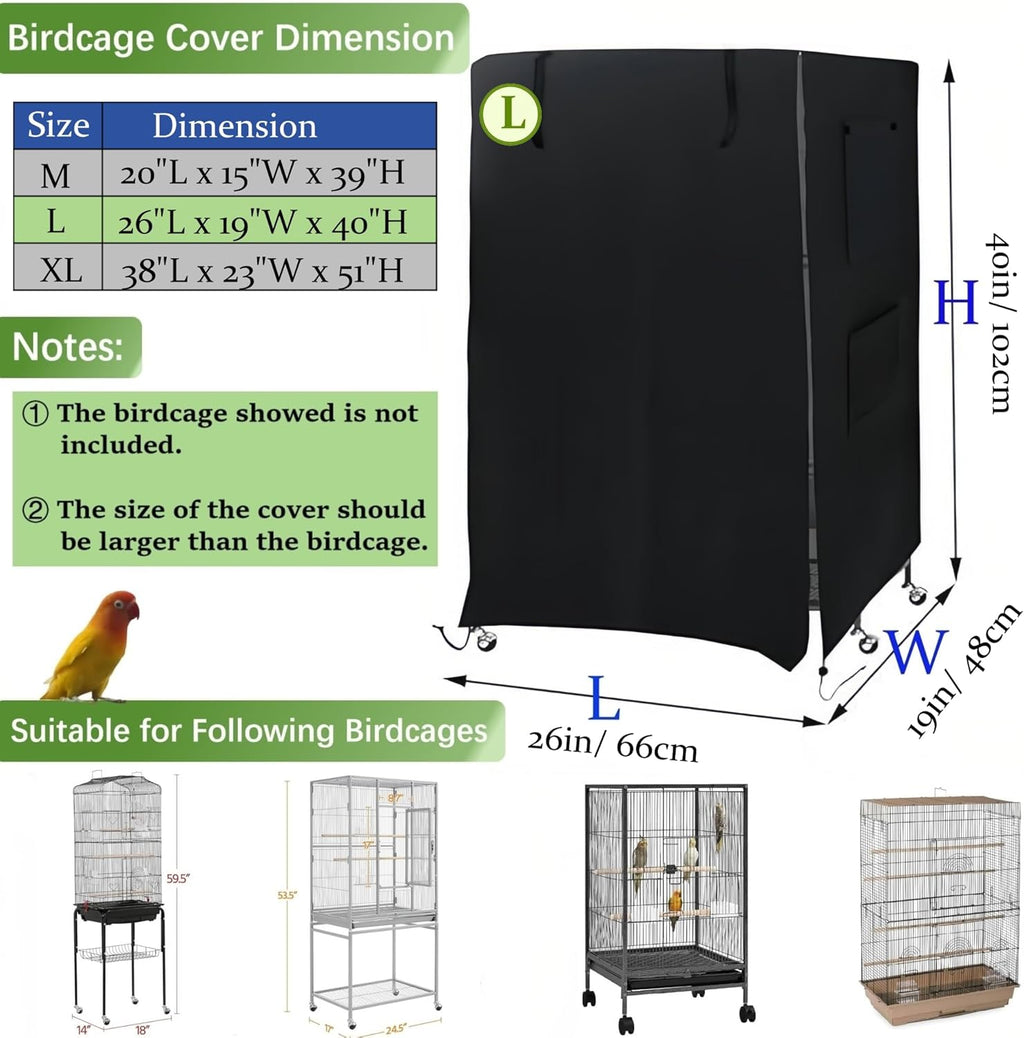 Side ventilation mesh panel on the large birdcage cover