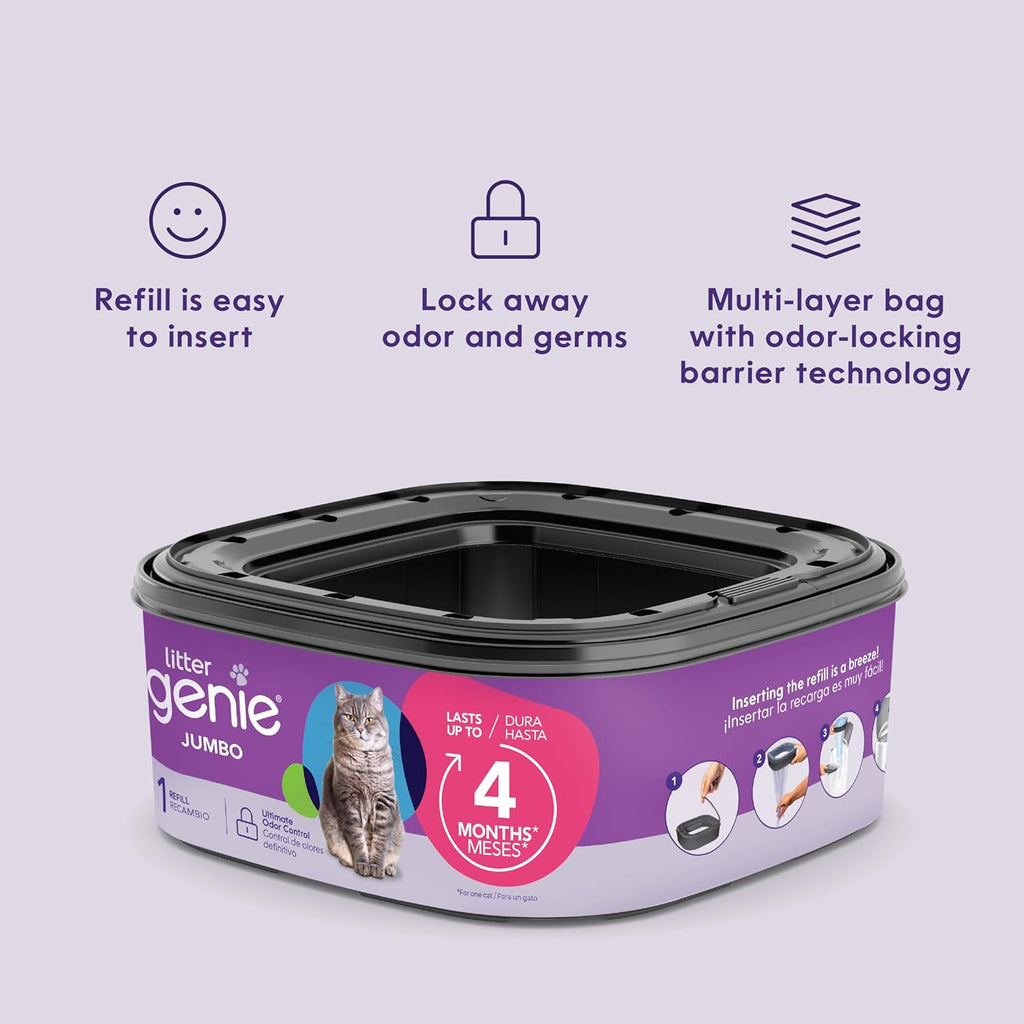 Authentic USA imported cat waste disposal system refill cartridge on a clean background.