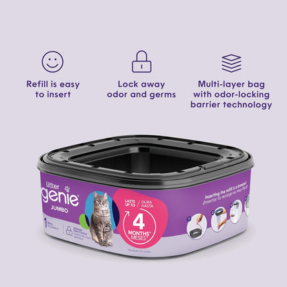 Authentic USA imported cat waste disposal system refill cartridge on a clean background.