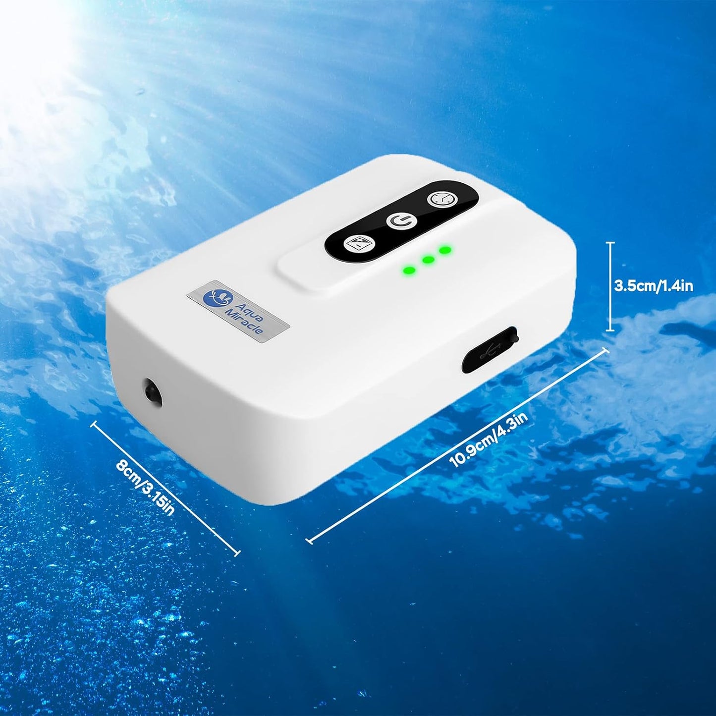AquaMiracle portable air pump displayed for outdoor fishing use