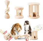 Fidwall AOWPFVV wooden bunny teeth grinding toys front view showing three premium natural pine chew pieces