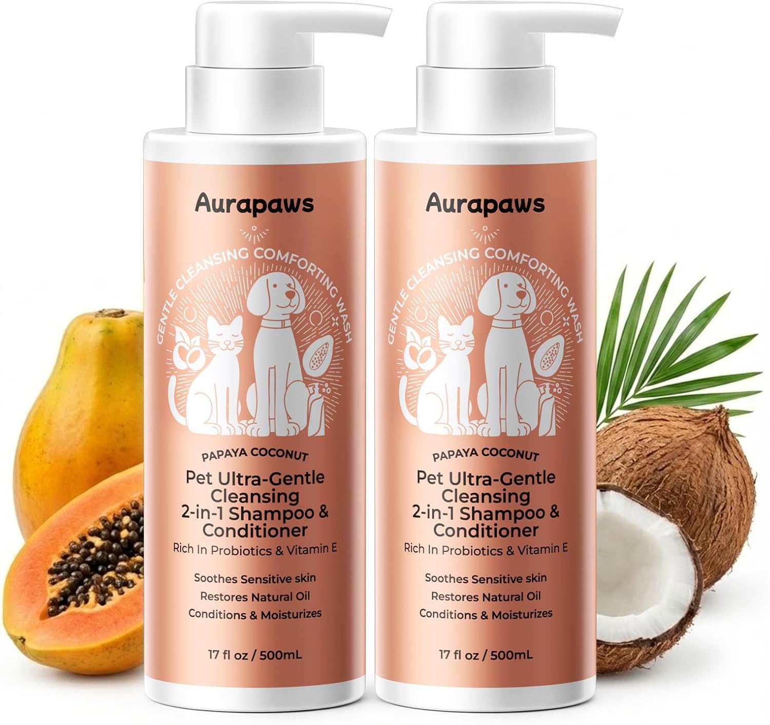 Probiotic Dog Shampoo and Conditioner Set for Sensitive Skin, Itchy Skin Relief, Deodorizing Dog Shampoo, Smelly & Moisturizes for All Breeds & Puppies, Vanilla Sandalwood, 17 oz(Pack of 2) - Image 10
