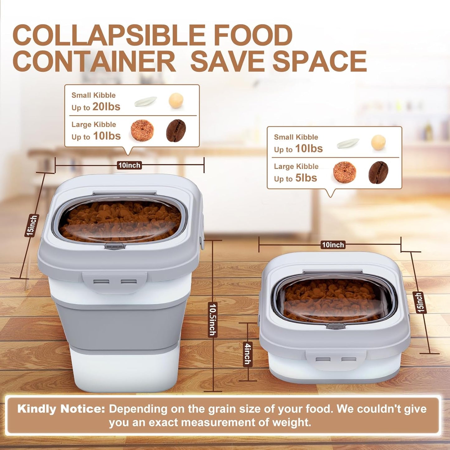 Tiovery pet food container showing collapsible side design