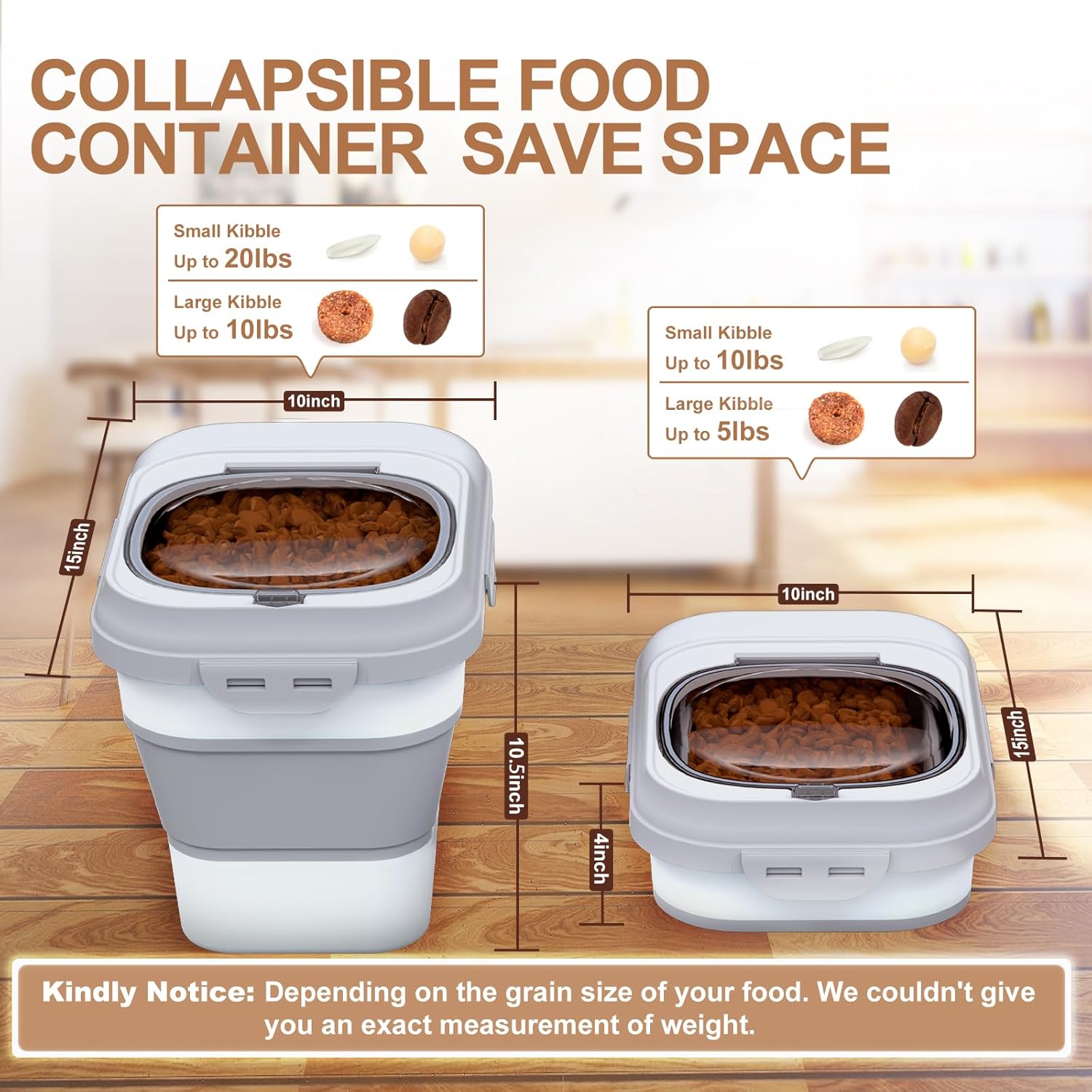 Tiovery pet food container showing collapsible side design