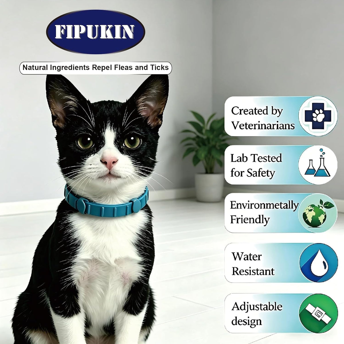 Monipgu cat collar 2-pack set with included grooming comb