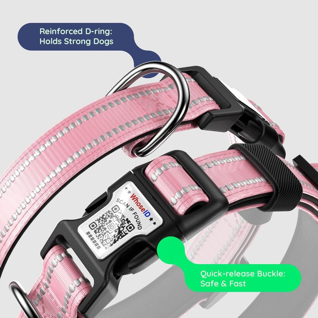Size adjustable strap feature of WhoseID pet collar